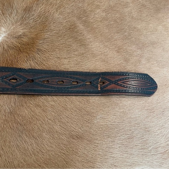 Wrangler Men's Diamond Rope Embossed Brown Leather Belt - Picture 6 of 6